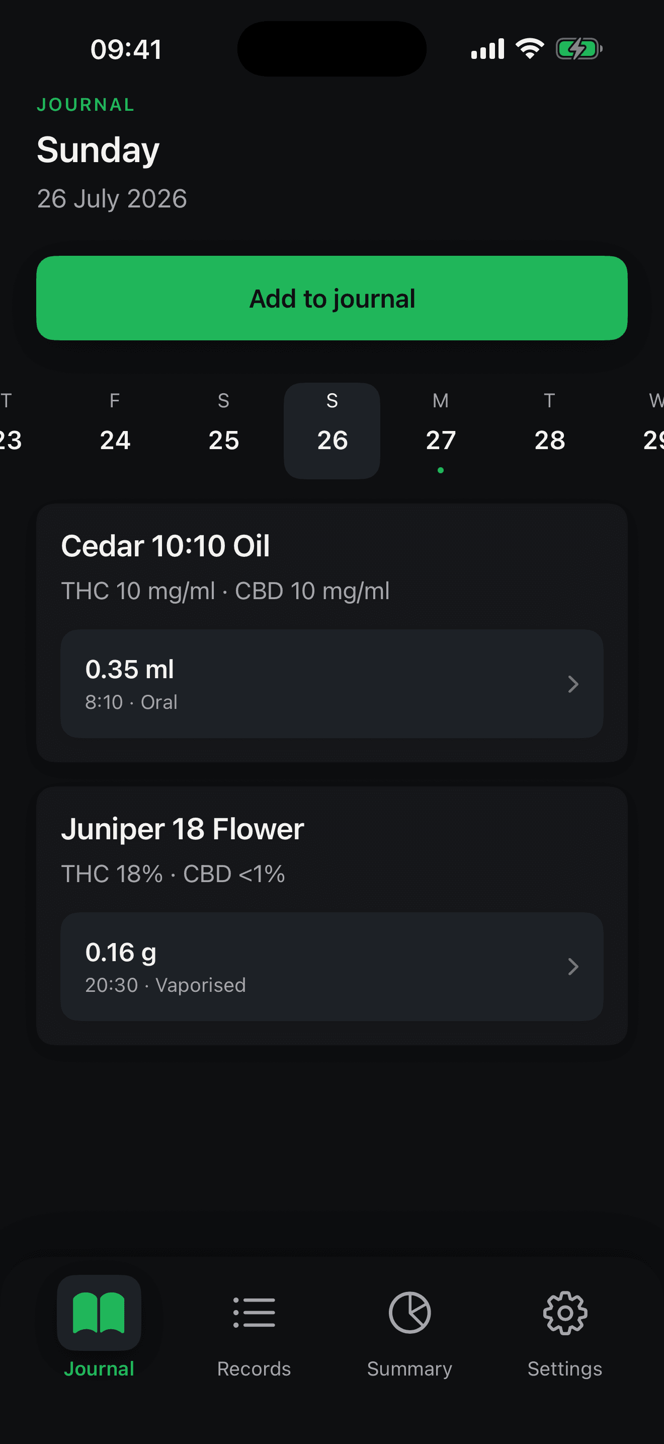 Cannotate journal showing two synthetic entries on one day